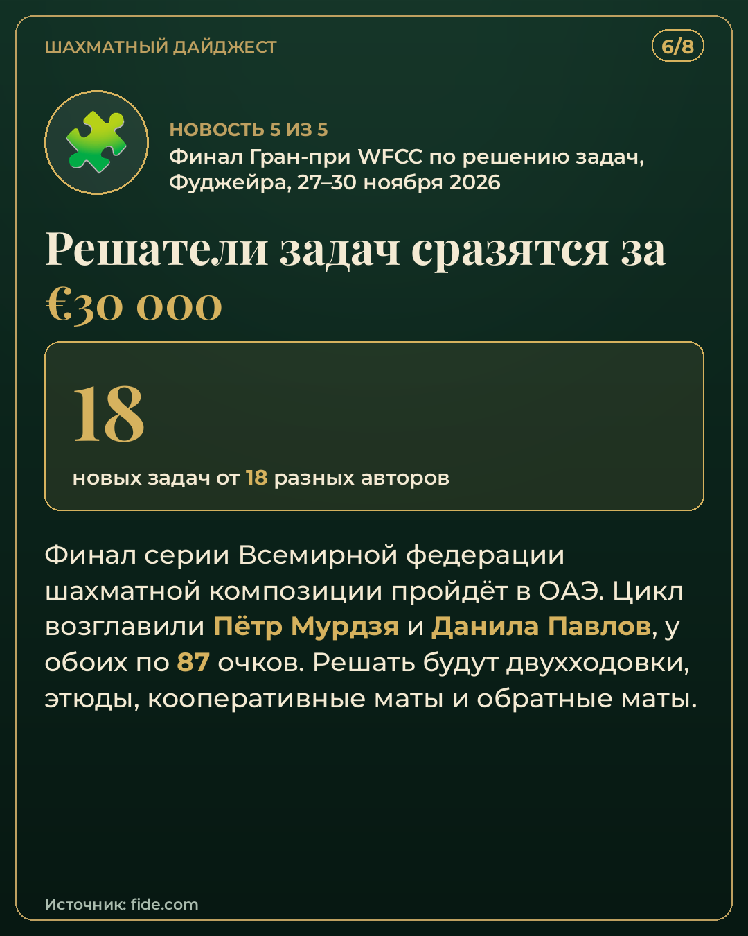 Шахматный дайджест 30 октября 2026 — карточка 6
