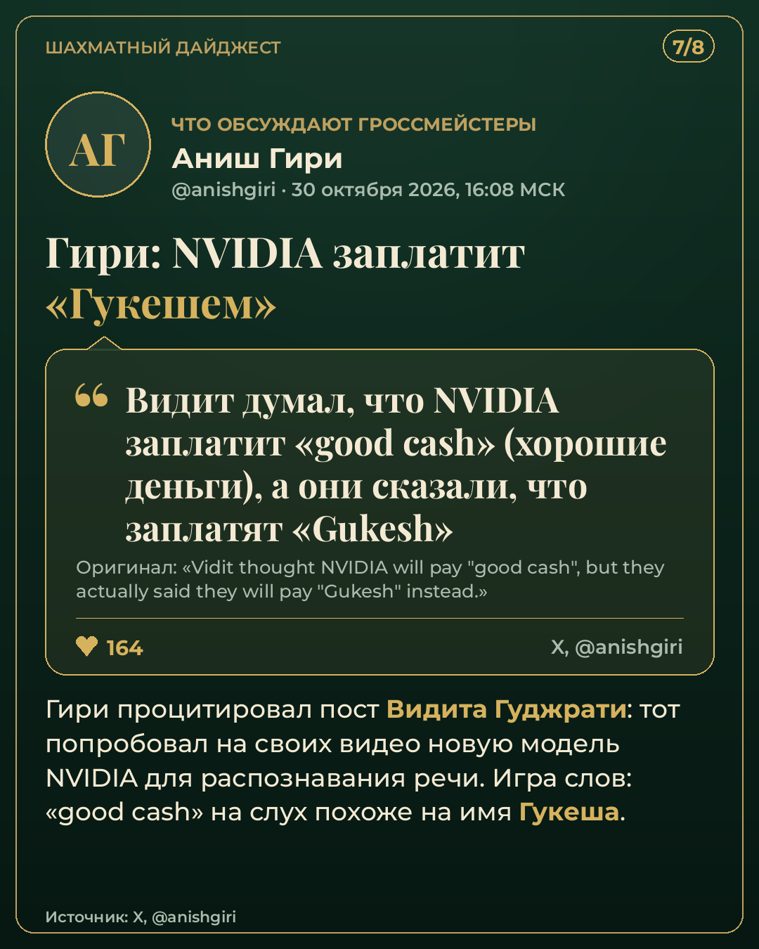 Шахматный дайджест 30 октября 2026 — карточка 7